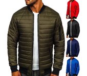 Chaqueta de plumón cálida de algodón con bolsillo con cremallera para otoño e invierno para hombre, abrigo ligero plegable M negro
