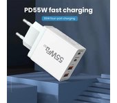 Cargador USB C Bloque 4 puertos Tipo C 55W Carga rápida Multipuerto