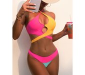 Conjunto de microbikini Sexy para mujer, traje de baño con Push-Up, ropa de playa, traje de baño femenino, Bikini brasileño S color rosa