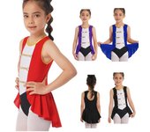 Disfraz de circo para niñas, sin mangas, calado, leotardo de patinaje elegante, mono de Cosplay 5-6 Years rojo