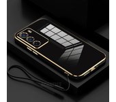 Funda de silicona con cordón chapado de lujo Reno12pro para Oppo Reno 12 10 Reno12 Pro 12pro 5 6 7 Reno5 Lite A16, funda suave a prueba de golpes Reno 12