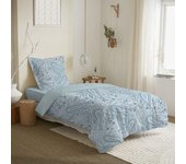 Parure de couette réversible pour lit 90 x 190 cm Cachemire bleu