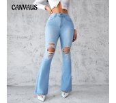 Pantalones vaqueros rotos para mujer de primavera y verano, pantalones micro con temperamento para desplazamientos diarios S azul claro