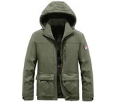 Chaqueta de invierno con múltiples bolsillos para hombre, chaqueta gruesa con capucha y carcasa rígida, abrigo de talla grande M
