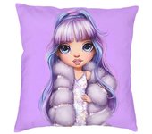 Funda de cojín de arcoíris violeta de 40 x 40 cm con dibujos animados de anime para TV, funda de almohada de terciopelo suave de lujo para sofá de coche, oficina, hotel 30x30cm 12x12in