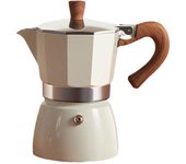 Cafetera moka de fondo redondo con válvula simple, cafetera pequeña para el hogar, cafetera manual, juego de café estilo espresso, utensilios para café 150ml blanco