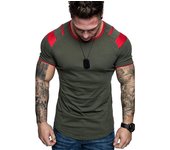 Camiseta de hombre con estampado 3D de rayas, cuello redondo, manga corta, suelta, para correr, deportes, fitness, ropa de calle S