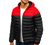 Ropa acolchada de algodón grueso para hombre, abrigo informal, chaqueta acolchada de algodón, invierno europeo y americano L rojo