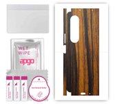 apgo Protective Skin Sticker for the back+sides compatible with Samsung Galaxy Z Fold4, Full Wrap Film, Foil, Vinyl - Pattern Tigerwood