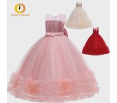 Vestido de princesa de malla satinada para niñas, estilo europeo y americano, para cumpleaños y noche, 2025 150 cm