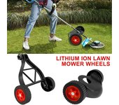 Rueda de soporte para desbrozadora, cortadora de césped manual doméstica, accesorios de jardín ajustables, soporte de doble rueda para desbrozadora y poda.