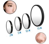 Espejo de maquillaje portátil con ventosas, espejo cosmético compacto G3H6, Gran Aumento 3X 5X 10X 15X, lupa para puntos negros black-15X