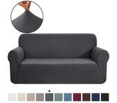 Funda de sofá elástica gruesa para sala de estar, funda de sillón de lana Polar elástica, fundas de sofá esquinero en forma de L de 1/2/3/4 plazas 1 Seater blanco