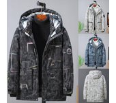 Abrigo de algodón con camuflaje para hombre, chaqueta de trabajo holgada de talla extra grande, de algodón, para invierno 10XL negro