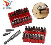 Juego de 33 puntas para destornillador eléctrico: Cabezas de destornillador hexagonales, de forma especial y huecas para cargar taladro. 33pcs solid screwdriver bits rojo