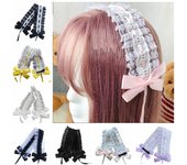 with Clips Bowknot Ribbon Headwear Multicolor Sweet Lace Hairband Gift Lolita Headband  Female 6