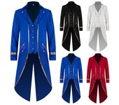 Chaqueta victoriana Steampunk para hombre, abrigo gótico, abrigos de esmoquin vintage XXXXL blanco