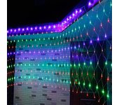 Luces de red de pesca solares, luces de cadena para decoración navideña de parques al aire libre y patios blanco