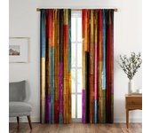 2 cortinas de madera pintadas de colores con bolsillo para varilla, estilo rural occidental, estilo granja, puertas de granero vintage de madera, cortinas para ventanas. 150x166cm