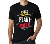 Camiseta vintage para hombre, camiseta gráfica,  Worry Less Plant More Deep Black White Text XS negro