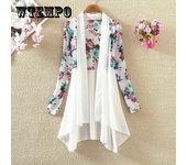 Protector solar para mujer, cárdigan de longitud media de verano, camisa fina de gasa con aire acondicionado, Tops, chaqueta tipo chal XXL blanco