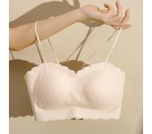 Lencería fina de verano con pecho pequeño recogido, parte de atrás bonita, sujetador con correa y almohadilla para el pecho, sujetador de encaje, chaleco para niña M blanco