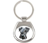 Cesky Terrier, Czech Terrier, Bohemian Terrier - geometric keychain with a photo and the inscription Art-Dog blanco