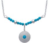 Les Trésors De Lily [K3699] - Collier Argent 'Mineralia' turquoise argenté - 33x15 mm turquesa