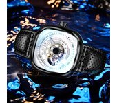 Reloj mecánico de diseño GLENAW para hombre, de moda, de negocios, de cuero de alta calidad, automático, cuadrado, de acero inoxidable, con caja.