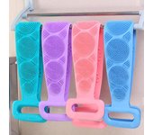 Toalla de baño Unisex de moda, cepillo de masaje de silicona, limpieza de doble cara, cinturón para hombres, cepillo de baño corporal, Herramientas de limpieza para mujeres, frotador de espalda púrpura