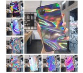 Funda de teléfono con patrón holográfico colorido para Huawei Mate 40 30 20 10 Pro Lite Nova 9 8 5T Y7p Y7 Funda de teléfono negra suave Huawei Mate40
