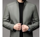Chaqueta de cuero para hombre, abrigo informal fino con cuello levantado, chaqueta de cuero para hombre, tendencia de negocios, primavera y otoño 4XL