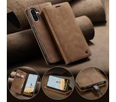 Funda ultrafina de cuero magnético resistente y esmerilado para Samsung S25, S24, S23, A56, iPhone 16, 15, 14 y 13, Google Pixel 9, 8 y 7, con tarjetero y soporte. Samsung A14 café