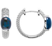 Les Trésors De Lily [R3628] - Créoles Argent 'Sissi' bleu argenté (rhodié) - 15 mm 6 mm azul