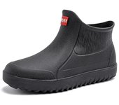 Botas de lluvia para exteriores para hombres y mujeres, zapatos impermeables de moda de tubo corto, zapatos de goma para pesca para lavado de autos, cubrezapatos ligeros antideslizantes 44 negro