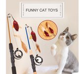 Juguetes para gatos Forma de pez Plumas telescópicas Gato Palo Simulación Caña de pescar Gatito Divertido Jugando Juguete Gato Varita interactiva Juguete random 1pcs