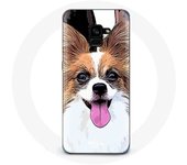 Coque pour Samsung Galaxy A8 Plus Épagneul nain continental papillon Chiot Blanc et marron