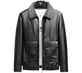 Chaqueta de cuero con solapa integrada para hombre, nueva chaqueta de otoño e invierno, versión coreana, chaqueta informal, chaqueta de cuero para hombre, ropa para hombre M