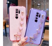 Funda de silicona con forma de corazón para Xiaomi Redmi Note 8 Pro 9 8pro 8t, pulsera chapada en cadena de lujo Note8 2021 Note8pro redmi note 8 pro púrpura