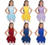 Vestido de baile de ballet con diamantes de imitación sin mangas para niñas y niños, vestido de patinaje sobre hielo, Ropa de baile de competición de bailarina 5-6 Years azul claro