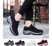 Zapatillas de deporte informales para mujer, zapatos deportivos con plataforma de malla, sin cordones, con cojín de aire 35 blanco