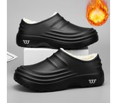 Pantuflas de algodón para pareja para otoño e invierno, con aislamiento de felpa, suelas impermeables y gruesas, adecuadas para zapatos de algodón de hombres y mujeres 36 negro