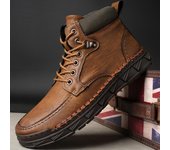 Botas altas de cuero para hombre Zapatillas deportivas casuales 38 negro