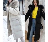 Chaqueta de plumón de algodón de invierno para mujer, abrigo de cuello de piel sintética con capucha de invierno para mujer, parkas cálidas, prendas de vestir para la nieve, chaqueta de invierno larga de gran tamaño S blanco