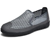 Zapatos de hombre, zapatos vulcanizados, zapatos de plataforma de malla, zapatillas casuales nuevas de verano 2024, zapatos planos transpirables para hombre, zapatos de hombre 41 gris