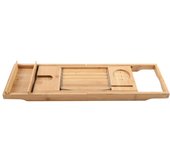 Bandeja de bambú para bañera con laterales extensibles, soporte para teléfono móvil y copas de vino, accesorios para colocar. negro