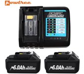 Lo último en batería y cargador BL1830 18V 6000mAh para Makita 18V batería recargable de repuesto BL1840 BL1850 BL1860 BL1860B herramientas