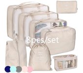 8 unids/set para bolsas organizadoras de viaje, accesorios, organizador de maletas, bolsa de lavado impermeable, bolsa organizadora de ropa 8PCS/Set negro