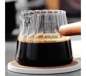 Taza de espresso de 180 ml con mango de madera, vaso medidor de café, jarra para espumar leche, taza creativa con diseño de rayas, accesorios de café 180ml negro