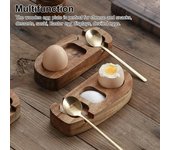 Bandeja de madera para servir huevos, bandeja de madera de 3 compartimentos con cuchara, soporte para bandeja de huevos para comedor